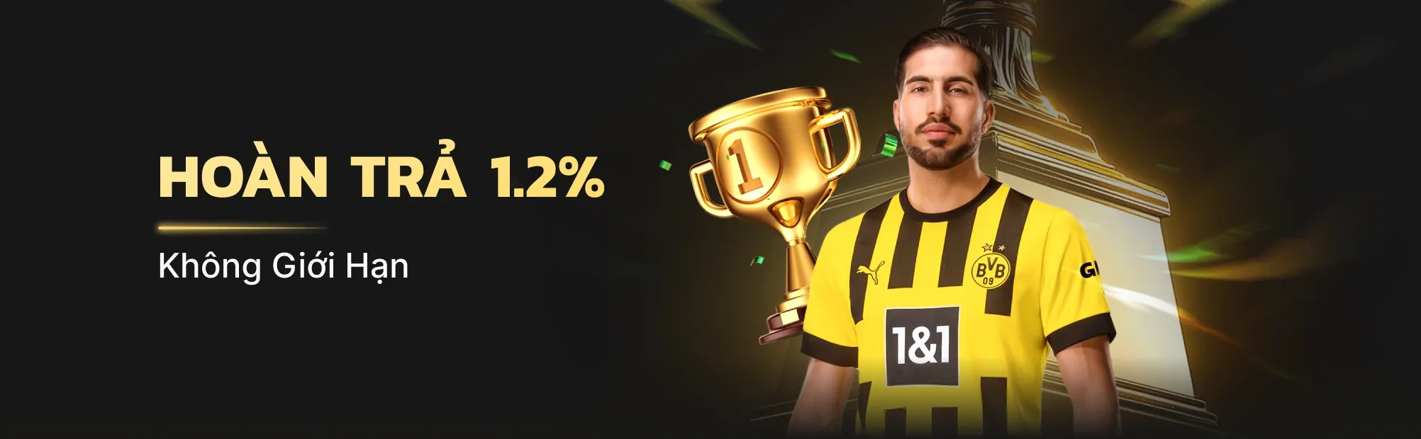 Banner khuyến mãi hấp dẫn của 123b123b với các biểu tượng tiền thưởng và game